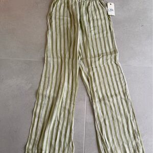 Billabong Olive and White Striped Pants